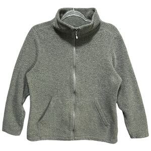 REI CO-OP Brand Womens Sz M Fleece Jacket Full Zip Pockets Grey Green Gorpcore